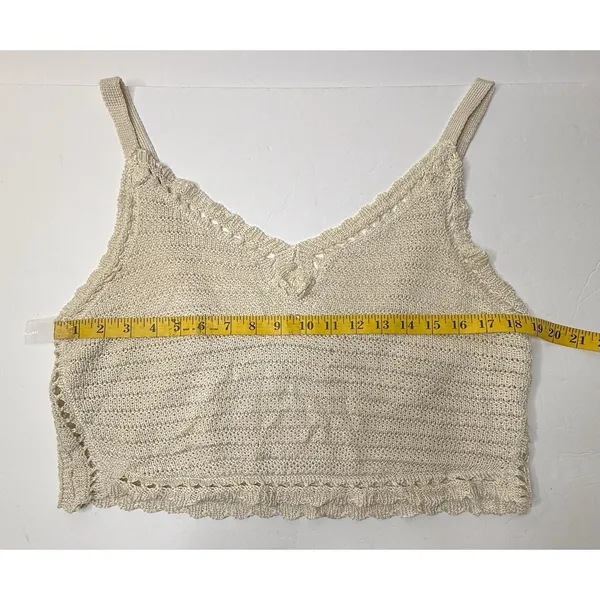 No Boundaries Sweater‎ Tank Top Cropped Women Size XL Cream Boho Indie Peasant - Image 4