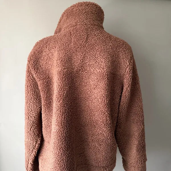 Lucky Brand Women’s Fleece Teddy Brown Jacket Oversized Cozy Comfy - Image 4