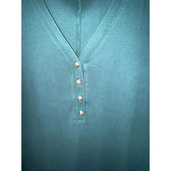 Old Navy V-neck Rib-Knit Henley Midi Dress in "Emerald Isle" Green 2XL #763 - Image 5
