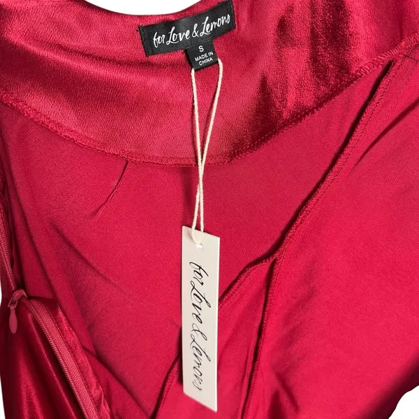 For Love And Lemons Elora Midi Slip Dress Red Rhinestones Size Small NWT - Image 12