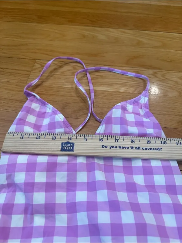 J.Crew one piece lace up back oversized Matte gingham swimsuit size 4. - Image 2