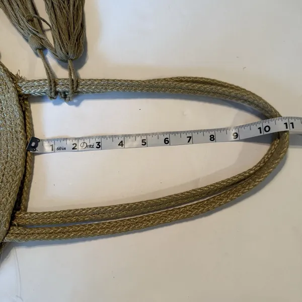 Magid‎ Large Round Bag Jute Tote Beach Purse Tassels Woven Boho Travel Excellent - Image 10