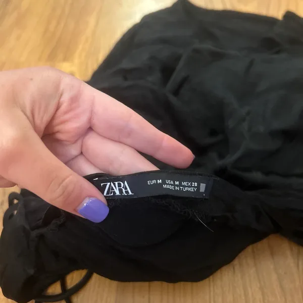 ZARA Satin Black Crop Top - Image 3