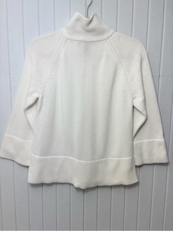 Ralph Lauren white Cotton‎ Zip-Front Knit Sweater Jacket / Gold zipper Size L - Image 4