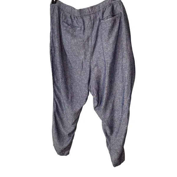 Old Navy Womens‎ XXL Blue Linen Blend Elastic Waist Tapered Leg Chambray Pants - Image 6