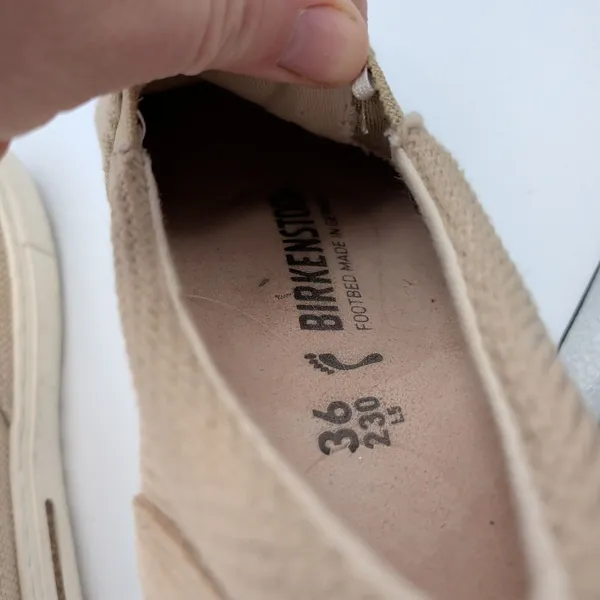 Birkenstock Oswego Sandcastle Beige Canvas Suede Slip On Sneakers Women 36 5 5.5 - Image 8