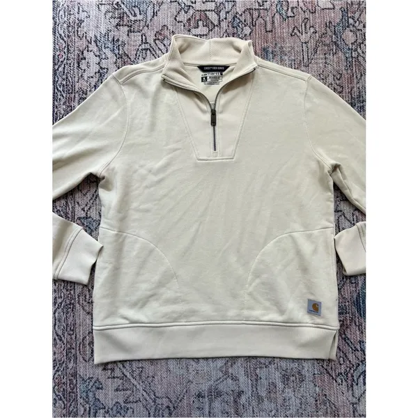 Carhartt Tencel Fiber Series Women's Half-Zip Pullover Sweatshirt Cream Medium - Image 8