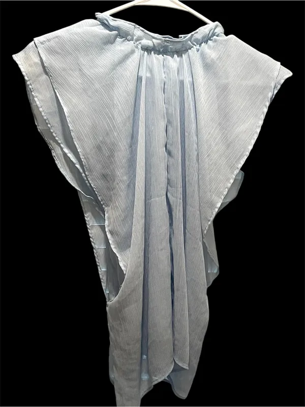 Zara Light Blue Ruffle- Flowy Blouse Flutter Sleeves Boho Coastal M Top - Image 3