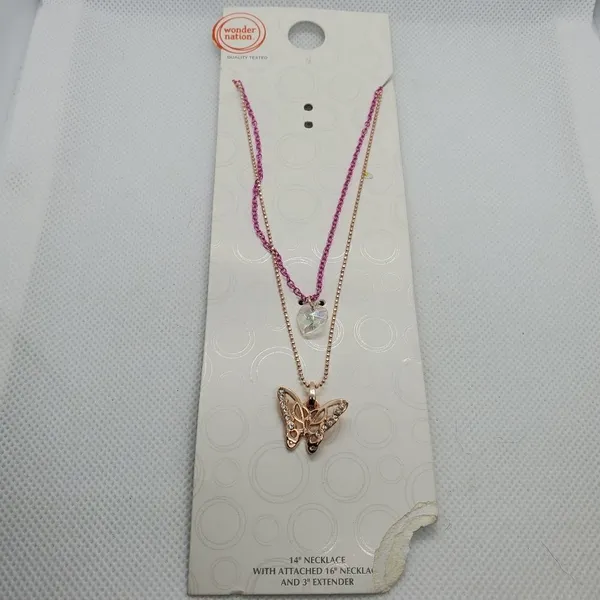 NWT Wonder Nation Heart & Butterfly Necklace - Image 2