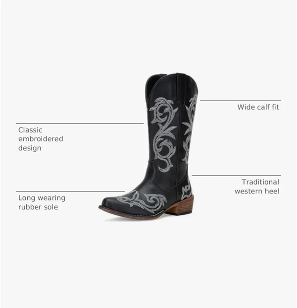 Black Cowboy Amazon Boots Size 9 - Image 2