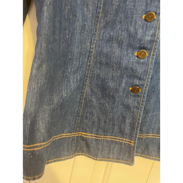 DenimWorks Western Jacket 70s Retro Dark Wash Oversized‎ Collar Blue Small - Image 6