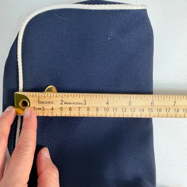 Vintage Christian Dior Parfums Cosmetic Make Up Bag Pouch Canvas Navy‎ Blue - Image 11