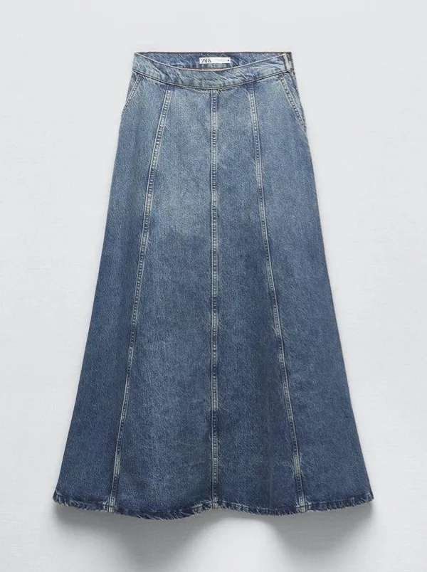 Zara skirt denim jeans flared boho hippie casual - Image 8