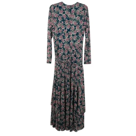 AFRM‎ Floral Print Maxi Dress Long Sleeve Wrap Medium Boho Sheer Wedding Guest - Image 11