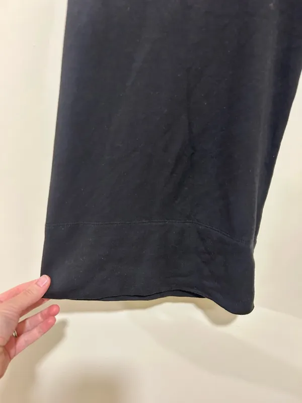 Quince Supersoft Fleece Wide Leg Cropped Pants in Black Size Small - Image 2