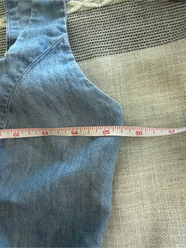 Reformation Macy Sweetheart Denim Mini Dress Size 4 Linen Blend - Image 4