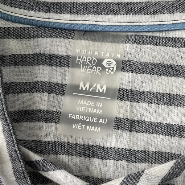 Mountain Hardwear Tunic Top Size Medium Gray White Striped Lace Up Beach Coastal - Image 8