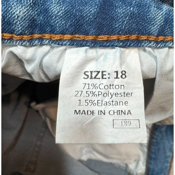 Sidefeel Jeans Distressed Medium Wash Straight Leg High Rise Stretch Women's 18 - Image 8
