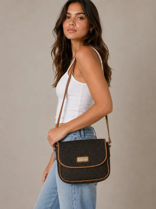 Vintage Ted Lapidus Monogram CrossBody Bag Purse - Image 2