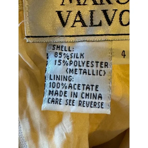 Carmen Marc Valvo Dress Women 4‎ Gold Silk Metallic Embroidered Mini Shea… - Image 9