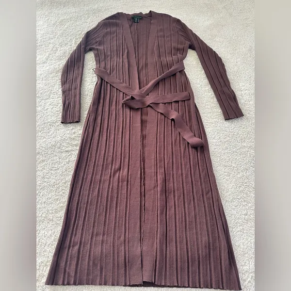 Women’s House of Harlow brown Knit ribbed Dress & Cardigan Set Size Medium - Image 2