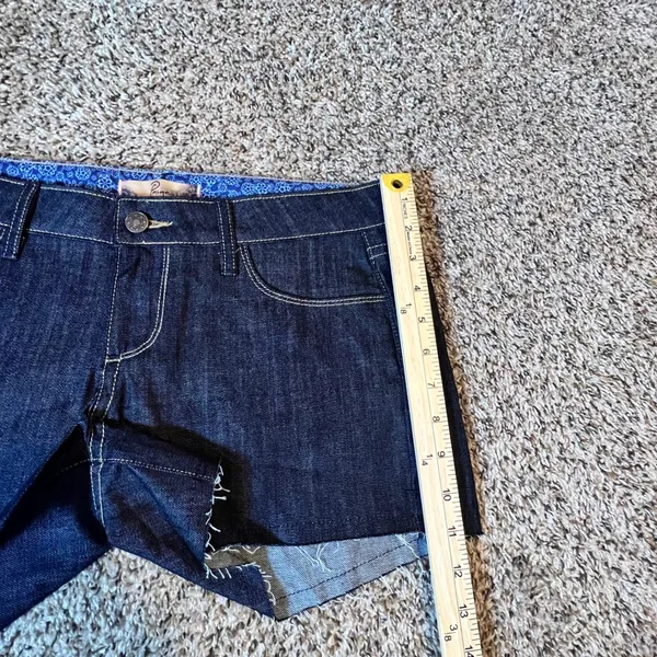 Paige Diego Dark Wash Denim Cut Off‎ Shorts Women 27 Low Rise Raw Hem WA643 - Image 6