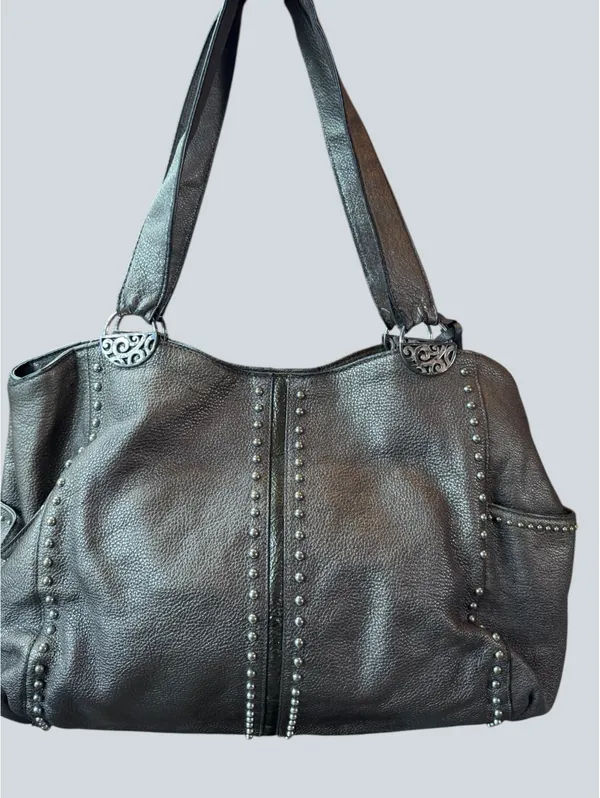 Brighton Andie Pretty Tough Metallic Pewter Leather Bag - Image 2