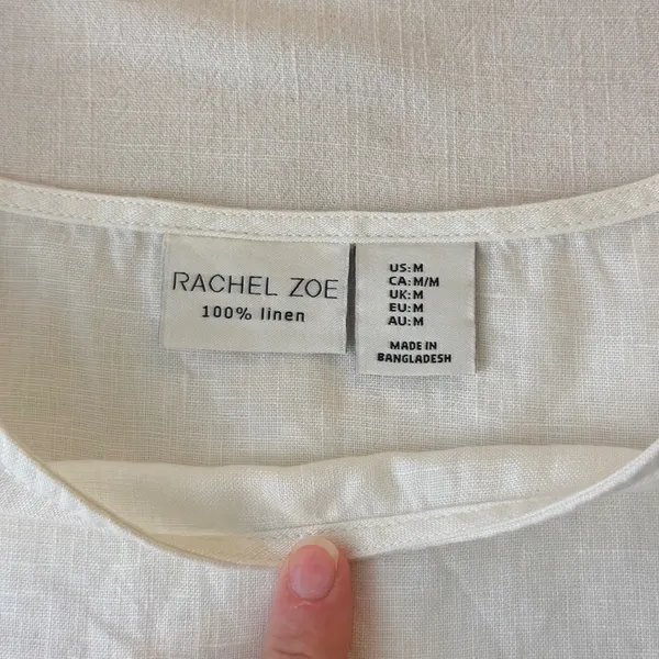 Rachel Zoe 100% Linen Tunic Top M Cream Lagenlook Coastal Side Tie Tank - Image 4