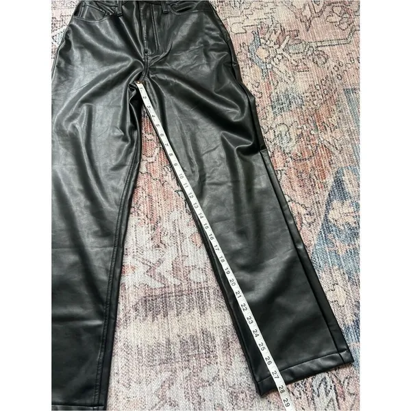Abercrombie & Fitch NWT Vegan Leather 90s Straight Pant Ultra High Rise Black 27 - Image 13