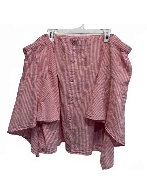 Lane Bryant Pink Orange Stripe Off Shoulder Flared Sleeve Blouse Plus Size 22/24 - Image 3
