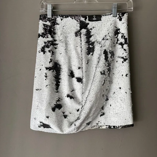 Stardust‎ sz S black white sequin color change mini skirt - Image 6