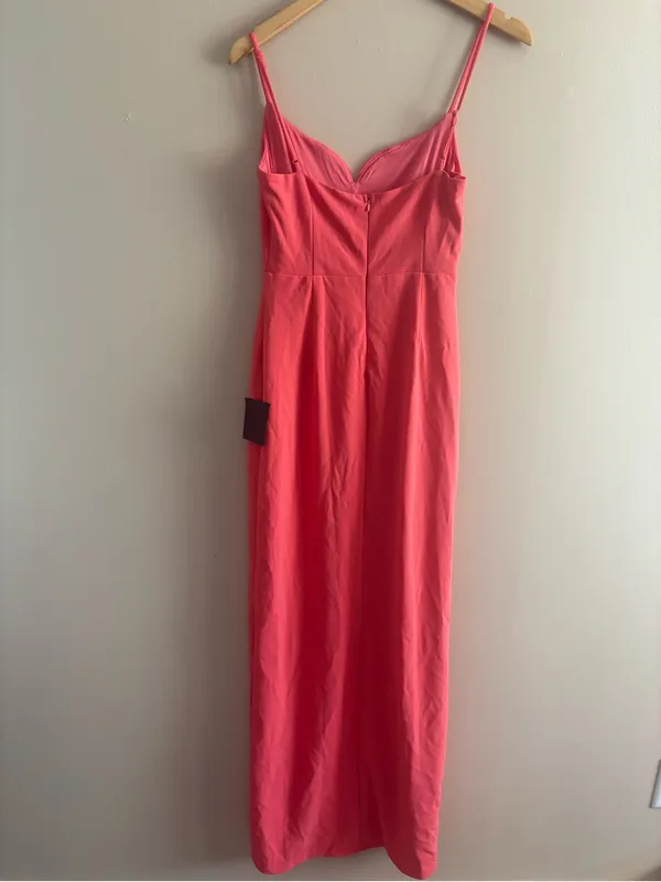 Lulus Impressive Glamour Coral Pink Sleeveless Column Maxi Dress Size Small NWT - Image 4