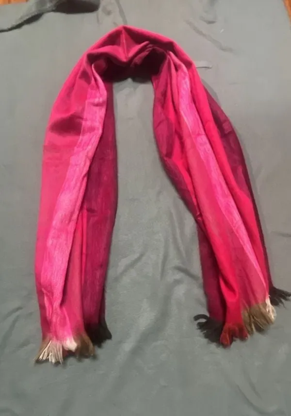 Poppy's Alpaca Scarf - Pink and Red Ombré Stripe - Image 2