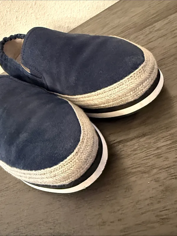 PRADA Navy Blue Suede Espadrille Platform Slip on Sneakers IT‎ 37 US 7 - Image 3