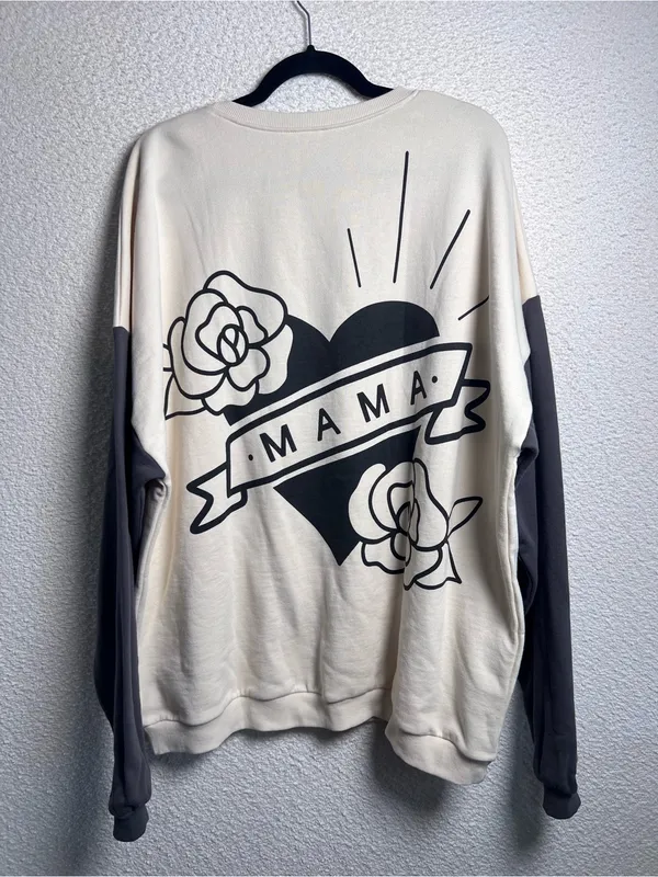 Brixton Phoenix Women’s Mama Tattoo Heart Oversized Sweatshirt Size L/XL - Image 3