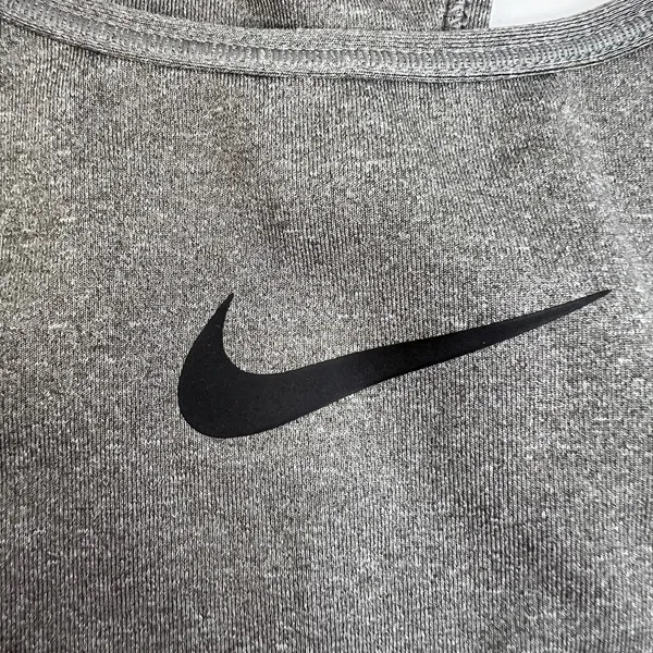 Nike M Medium Sports Bra Racerback Center Swoosh Logo Gray Black Workout Fitness - Image 4