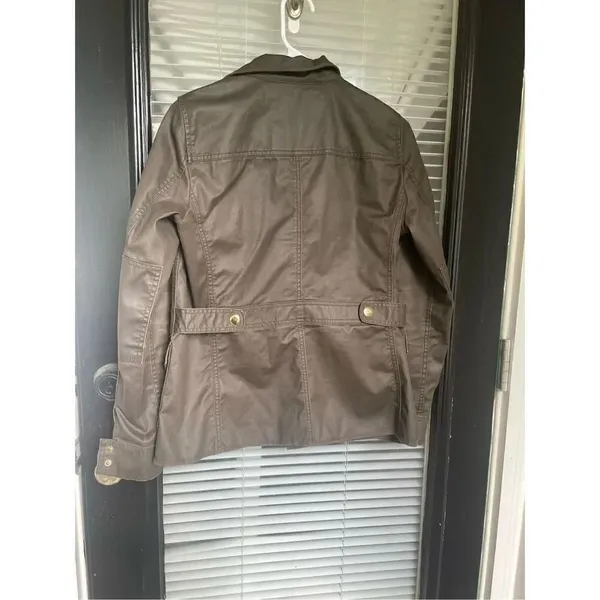 JCrew Women’s Downtown Field Jacket Green Waxed Cotton Size S - Image 2