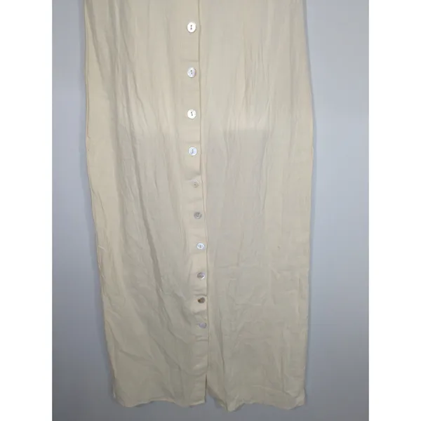 Cider Solid V-neck Yellow Button Shift‎ Maxi Dress MEDIUM NWT Coastal Casual - Image 4