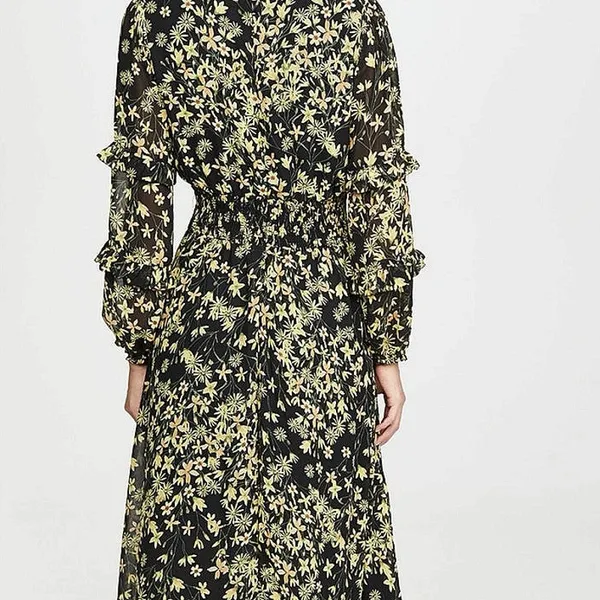 Lost + Wander Marianna Yellow Floral Ruffle Long Sleeve Prairie Maxi Dress Sz XS - Image 3