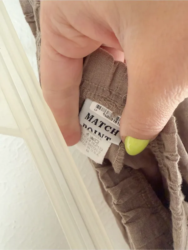 Match Point Linen Big Side Pockets Sz M Tan Size M - Image 7