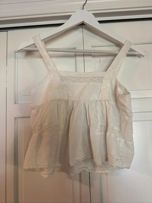 Amazon cotton cropped eyelet lace tank size small - Image 4