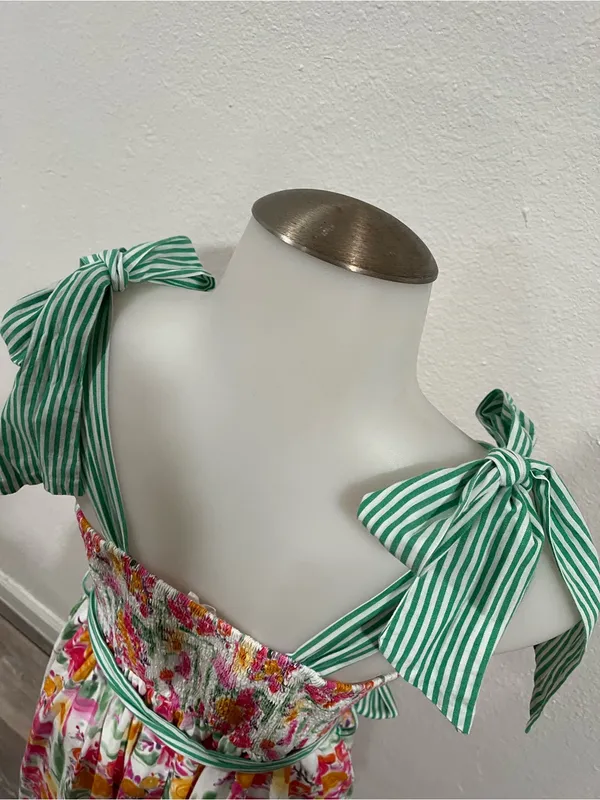 Entro Floral Striped Tea Midi Dress Size Small - Image 5