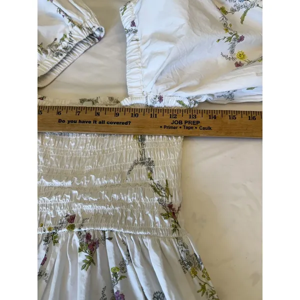 GANNI Floral Printed Poplin Cotton Mini-Dress 2 NWT Sun Puff Sleeve Cottagecore - Image 4