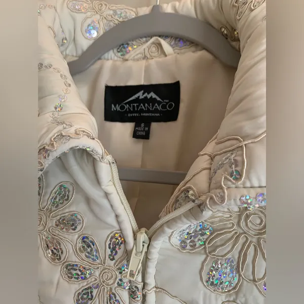 Montanaco NWOT Jacket Coat Sparkling Western Style Women Size Small Cream - Image 3