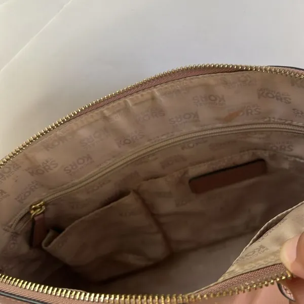 Michael Kors Dusty Rose Gold accents Leather Satchel Crossbody Bag - Image 11