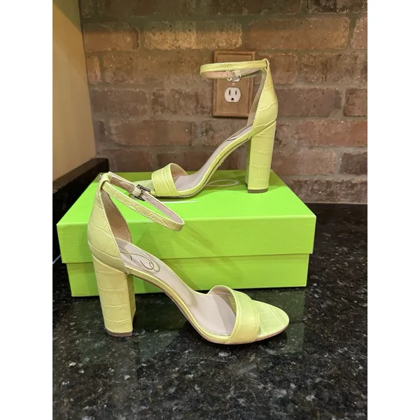 Sam Edelman Women's Yaro Block Heel Sandal Kiwi Size 6.5 Croc Embossed - Image 5