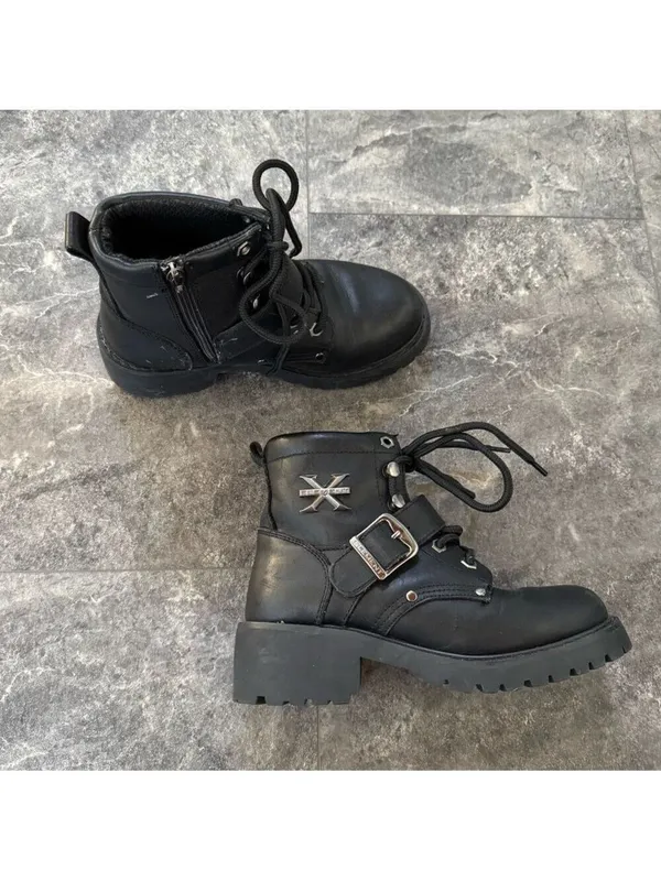 Xelement Black Leather Lace Up Boots Oil Resistant Style 2451 Size 7.5 - Image 10