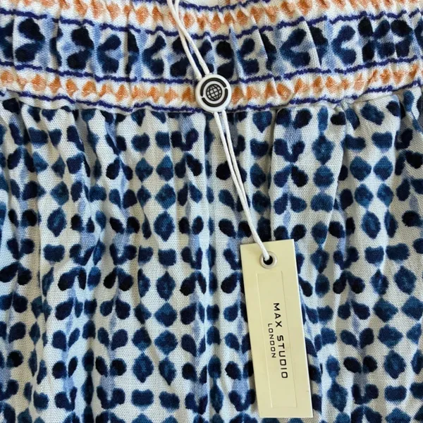 Max‎ Studio London Navy Blue White Geometric Tiered Maxi Skirt XS NWT 5702Q16 - Image 6