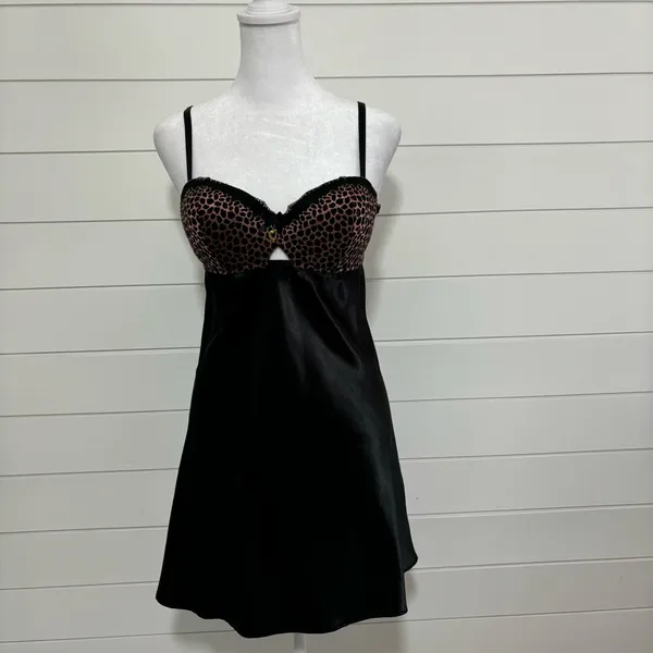 Thalia Sodi Black Cheetah Print Chemise Black&Brown Size‎ M - Image 10