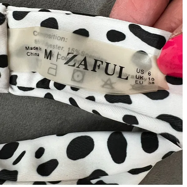 Zaful dalmation print bikini set Bandeau lace up top high cut bottom size 6 - Image 7
